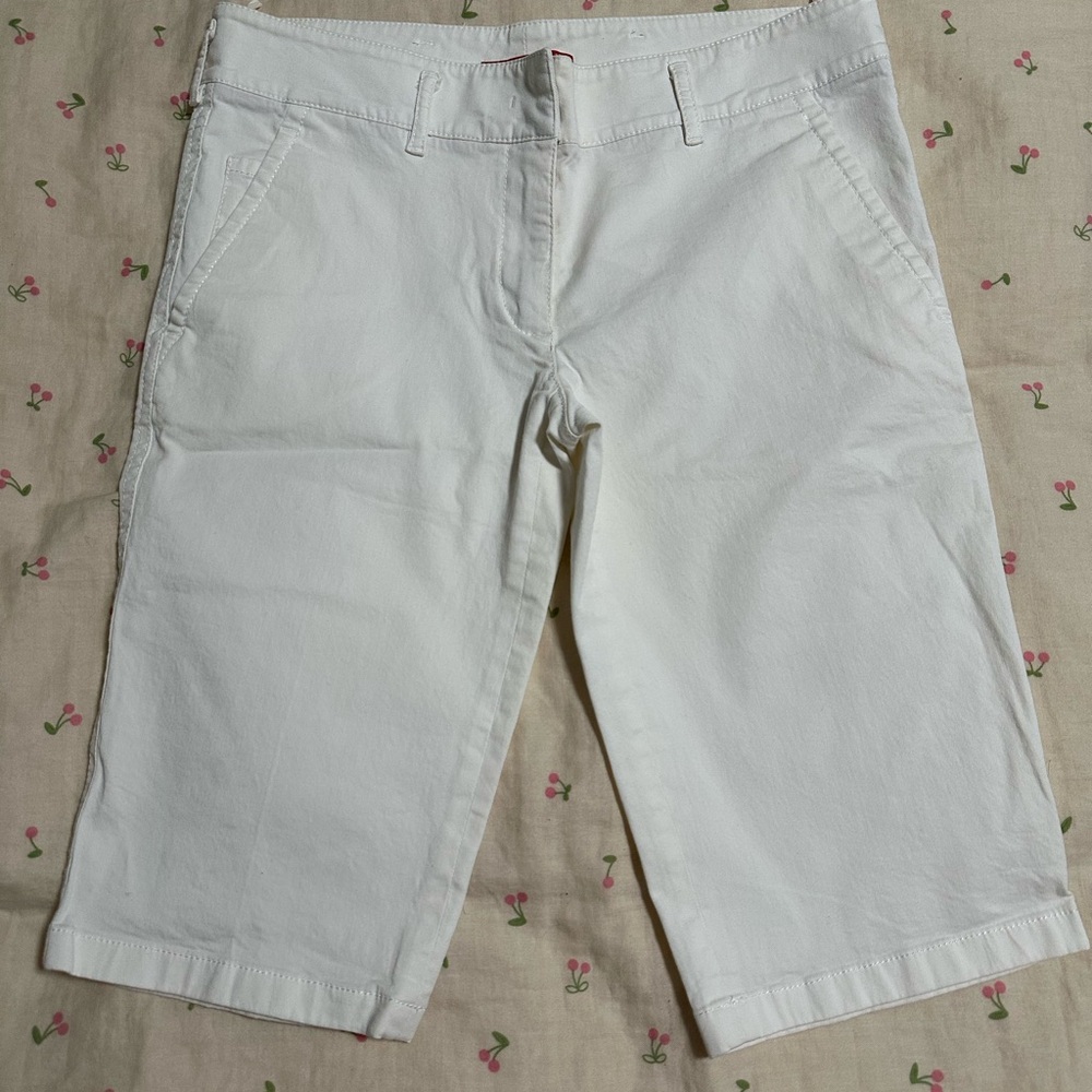 Vintage Y2K Prada Women's Cream Bermuda Shorts